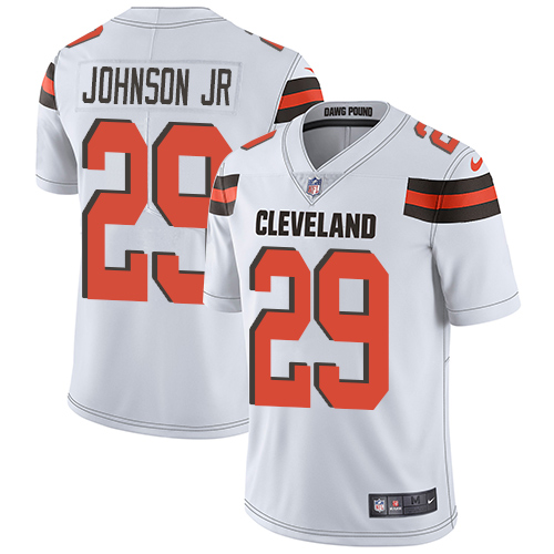 Nike Browns #29 Duke Johnson Jr White Men's Stitched NFL Vapor Untouchable Limited Jersey - Click Image to Close